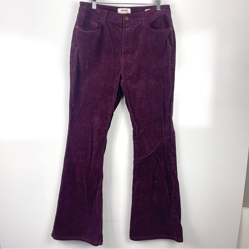 Wrangler Corduroy High Rise Fierce Flare Jeans Size 12 Burgundy Western Cowgirl